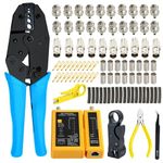 Gaobige Coaxial Cable Tool Kit, BNC Crimp tool for RG58, RG59, RG62, RG174, 20PCS RG58 BNC Male Crimp Connectors, 10PCS BNC Female to Female Connectors, Heat Shrink Tubing Cable Tester, Coax Stripper