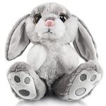 My OLi Easter Bunny Soft Toy 22cm/8.5" Plush Rabbit With Floppy Bunny Ears Stuffed Animal Bunny Teddy Toy Easter Bunny Decorations Gifts For Babies Kids Boys Girls | Grey