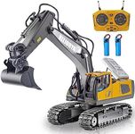 KIZJORYA Remote Control Excavator, Toys for Boys Age 6-12, Rechargeable RC Construction Vehicles Truck with Sound Light Metal Shovel, Birthday for Kids 7 8 9 10+ Year Old(2.4 GHz)