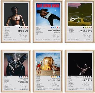 Travis Scott Posters Rapper Music Signed Limited Posters Album Cover Prints Posters Canvas Wall Art Set of 6 for Room Aesthetic Posters Music Classroom Bedroom Wall Decor Art 8x12 inch Unframed