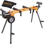 POWERTEC Portable Miter Saw Stand w/ 330Lbs Load Capacity, 8" Wheels and 3-Prong Tripple Outlets, Folding Design for Easy Storage in Garage, Dust Collector Bag Included - Orange (MT4000B)