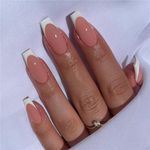 French False Nails Medium Length - 24Pcs White French Tip Press on Nails - Strong French Style False Nails with Glue Elegant Fake Nails for Women Girls