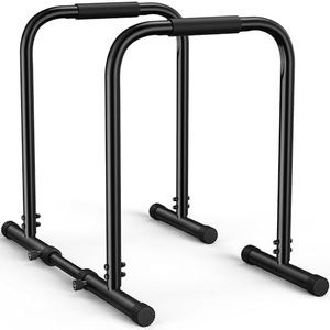 Sportsroyals Dip Station with Safety Connecting Rod,Functional Heavy Duty Dip Stands Fitness Workout,400LBS