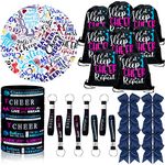 100 Pieces Cheerleading Gifts Stickers 8 Pieces Eat Sleep Cheer Bags 8 Pieces Cheerleading Bow 8 Pieces Motivational Cheer Bracelets 8 Pieces Cheer Keychain Cheer Party Favors for Cheer Team
