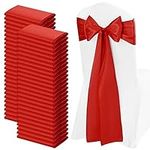 72 PCS Red Satin Chair Sashes Bows for Wedding Reception, Universal Decoration Chair Cover Back Tie Supplies, Washable Reusable Chair Ribbons for Wedding Events Banquets (7 x 108 inch)