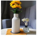 SPHINX Ribbed Bottle Ceramic Vase – Vase for Dried Flora, Pampas Grass, & Live Plants – Elegant Home Decor Centerpiece,Minimalist & Boho Styles – 1pcs Vase Only (No Flowers) (White, LN-9 Inch)