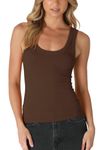 NIKIBIKI Women Seamless Reversible Ribbed Tank Top, Made in U.S.A, One Size, Coffee Bean, One Size