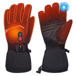SAVIOR HEAT Rechargeable Heated Gloves,Electric Battery Motorcycle Ski Gloves Hiking Cycling Hunting Raynaud & Arthritis Gloves,Touchscreen Waterproof Gloves for Men Women (L)