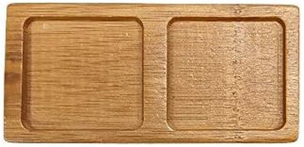 BambooMN Brand - Solid Bamboo Mini Dishes - Rectangle, Two Deep Square Compartment, 4.7" x 2.4" - 10 pcs