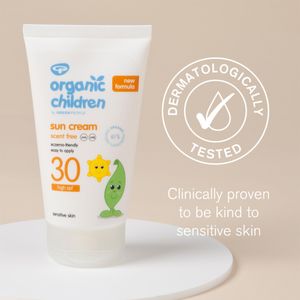 Green People Organic Children Sun Cream SPF30, Scent Free, 150ml – Vegan, Reef Safe