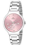 IIK COLLECTION Watches for Women Round Studded Dial |Analogue Quartz Movemnet Ladies Watch|Long Battery Life|Stainless Steel Adjustable Bracelet Chain Strap|Double Lock Clasp Safety Watches for Girls