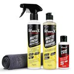 Wavex Matte Finish Maintainer 350ml Combo | Wash, Clean, Protect and Maintain Matte Bikes & Cars | Consists of Matte Wash Shampoo, Maintainer, Microfiber, Chrome & Metal Polish