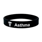 Asthma Wristbands Medical Alert ID Bracelets. Asthmatic Silicone Awareness Bands (1 Wristband only)