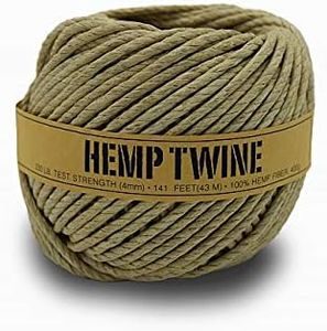 Bean Products Hemp Twine - High Tensile Strength and Durable - Made with 100% Hemp - Perfect for Jewelry, Arts & Crafts, Decoration, Cooking - 4MM, 400G/140 Ft. - 230 lb Test Strength - Natural