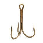 Mustad 3551 Classic Treble Standard Strength Fishing Hooks | Tackle for Fishing Equipment | Comes in Bronz, Nickle, Gold, Blonde Red, [Size 7/0, Pack of 25], Bronze