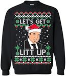 On Coast "Lets Get Litt Up Louis Litt Parody Ugly Christmas Sweater Sweatshirt – Holiday Humor Ulimate Gift Idea (US, Alpha, Small, Regular, Regular, Black)