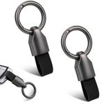 2Pcs Car Key Chain Clip, Car Key Chain Ring Clip, Universal Detachable Leather Car Keychain, Small Key Fob Accessory with O-Ring Keyrings,Key Fob Holder Keychain with Keyrings Zinc Alloy Buckle(Black)