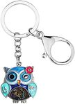 DOWAY Enamel Owl Keychain Keyrings for Car Keys Bag Purse Bird Pendant for Women Girls (Navy)