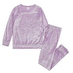 Metzuyan Girls Crushed Velvet Lounge Set Sweatshirt Jumper Joggers Tracksuit Bottoms Cuff Lilac 7-8