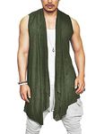COOFANDY Men's Ruffle Shawl Collar Cardigan Sleeveless Open Front Sleeveless Kimono Vest