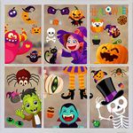 Funnlot Halloween Window Stickers Halloween Window Decorations Double Sides 10 Sheets Cute Halloween Window Clings Monster Witch for Kids Halloween Window Decals Reusable for Halloween Window Glass