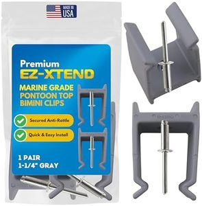 EZ-Xtend Bimini Top Hardware Durable Marine Grade Pontoon Top Bimini Clips for Boat Bimini Top Square Frames. Secure Pontoon Bimini Top Support Poles to Bimini Top Frame. USA Made (Gray, 1-1/4" Clips)