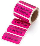 Carstens Medical Stickers – Please Sign & Return Alert and Instruction Labels for Medical Charts, Pink and Black, Roll of 100 Patient Chart Labels, W1.5" x H.75"