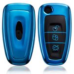 HooRLZ Ford Key Fob Cover For Ford Transit Custom Focus Fiesta Galaxy Mondeo MK8 Connect, 3 Button Tpu Ford Transit Key Cover, Focus Key Cover Silicone - Blue