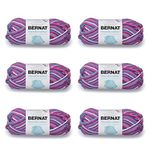 Bernat Handicrafter Cotton Purple Perk Ombre Yarn - 6 Pack of 42.5g/1.5oz - Cotton - 4 Medium (Worsted) - 80 Yards - Knitting/Crochet