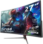 Sealan 27 inch Curved Gaming Monitor 180Hz Full HD 1080P 1800R LED Computer Monitor Display with FreeSync & Eye-Care Technology, Support VESA, DP, HDMI Port IPS Screen for Gaming Home Office