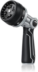 RAINPOINT Full-Metal Garden Hose Nozzle, Heavy Duty Water Hose Nozzle Sprayer With 10 Adjustable Patterns & High Flow,Thumb Control For Flow Adjustment, Ideal For Watering, Washing, Black-2 Pack