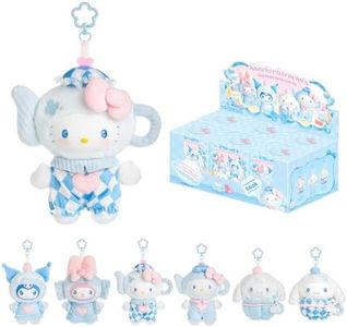 MINI LIKE Hello Kitty Blind Box Blue Flutter Series - Kuromi Cinnamoroll My Melody Style Cute Vinyl Plush Collectible Mystery Toy for Home Office Decor Birthday Couple Gifts, 6 Pcs Random