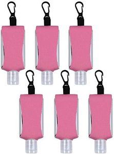 Empty Bottle for Hand Sanitizer Gel Products Liquid Soap 6 Pack 1 OZ Travel Sized Holder Keychain Carriers Flip Cap Reusable Portable (Hot Pink1)