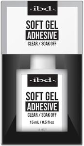 IBD Soft Gel Nail Adhesive - Clear Gel Nail Glue for Fake Nails, Tips, & Acrylic Extensions, Durable, Easy Soak-Off Bond, 0.5 fl oz