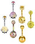 D.Bella 14G Belly Button Rings Surgical Stainless Steel Skull Hand Belly Rings Diamond Navel Rings Piercing 10mm 3/8" Belly Button Piercing for Women, Metal, stainless steel