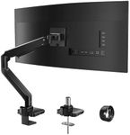 WALI Single Monitor Gas Spring Desk Mount, Heavy Duty Monitor Arm for Ultrawide Screen up to 49 inch, 44 lbs with USB. Fully Adjustable, Mounting Holes 75 and 100 (GSMU001XL), Black