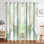 MIZSYE Light Green Marble Fluid Blackout Curtain Luxury Modern Mineral Rock Texture Printed Window Drapes Abstract Art Wave for Girls Bedroom Living Room Home Window Treatments 2 Panel 42x84inch