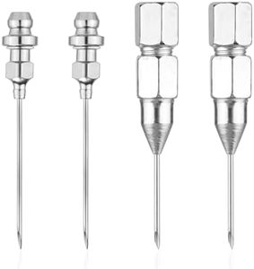 Gosknor 4pcs Grease Gun Needle Nozzle, Grease Injector Needle Grease Fittings Tool Detachable Grease Gun Needle Tip for Grease Injection, Used in Narrow Space & Deep Hole Metal