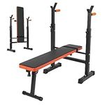 Panana Weight Bench with Adjustable Barbell Height, Heavy Duty Lift Bench with Dip Station Workout Bench for Home Gym