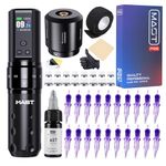 Mast Tattoo Gun Kit, Fold2 Pro Wireless Rotary Pen Machine, Motor by Mcore, 7 Strokes Length, Tattoo Needles Cartridges, Black Ink for Tattoo Aritsts