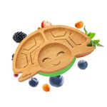 nohla ® - Tate The Turtle - Bamboo Baby Weaning Suction Plate - 15cm x 26cm - Spill-Proof Suction Base - Ideal from 6 Months - 100% Bamboo & FDA Silicone - Organic & BPA-Free - Green