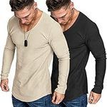 COOFANDY Men's Fashion Hipster T Shirt Lightweight Cotton Fall Long Sleeves Tee