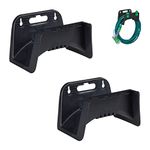 Relaxdays Hose Pipe Holder, Set of 2, Plastic Wall-Mounted Hanger, Bracket for Hosepipe, HxWxD 15 x 24 x 17 cm, Black