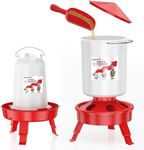 ZenxyHoC Chick Feeder and Waterer Set, Top Fill 6.6 LBS Chick Feeder and 0.4 GAL Chick Waterer with 3 Adjustable Heights Legs