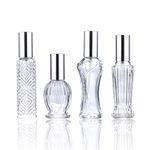 H&D Vintage Refillable Perfume Bottles Glass Empty Spray Bottle Wedding Gifts Car Decor Set of 4