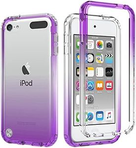 Tothedu Case for iPod Touch 6/iPod Touch 5/iPod Touch 7 Case for Girls Women, Clear Full Body Protective Shockproof Hard PC Shell Soft TPU Bumper Cover Cases for iPod Touch 5/6th/7th (Purple)