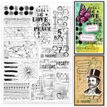 GLOBLELAND Grunge Textures Background Clear Stamps for Cards Making Numeric Text Lines Background Silicone Clear Stamp Seals 5.8x8.3inch Transparent Stamps for DIY Scrapbooking Photo Album Journal