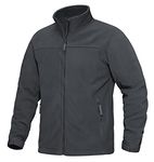 KEFITEVD Mens Casual Fleece Jacket Full Zip Winter Coat Polyester Windproof Warm Jacket with Stand Collar,Dark Grey,M