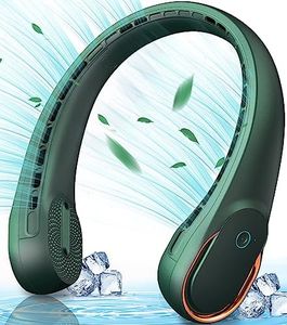 KIDEE Rechargeable, Portable, Bladeless Neck Fan, Green, 4000mAh Battery, 3 Adjustable Speeds, 360 Cooling, Ultra Quiet, Hands Free