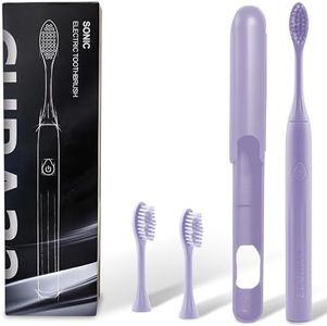 CURA32 Electric Toothbrush - Waterproof Ultrasonic Toothbrush with 37500 VPM High-Frequency Vibrations, Soft Dupont Bristles & 2-Min Timer - Deep Cleaning for Teeth and Gums (Purple)